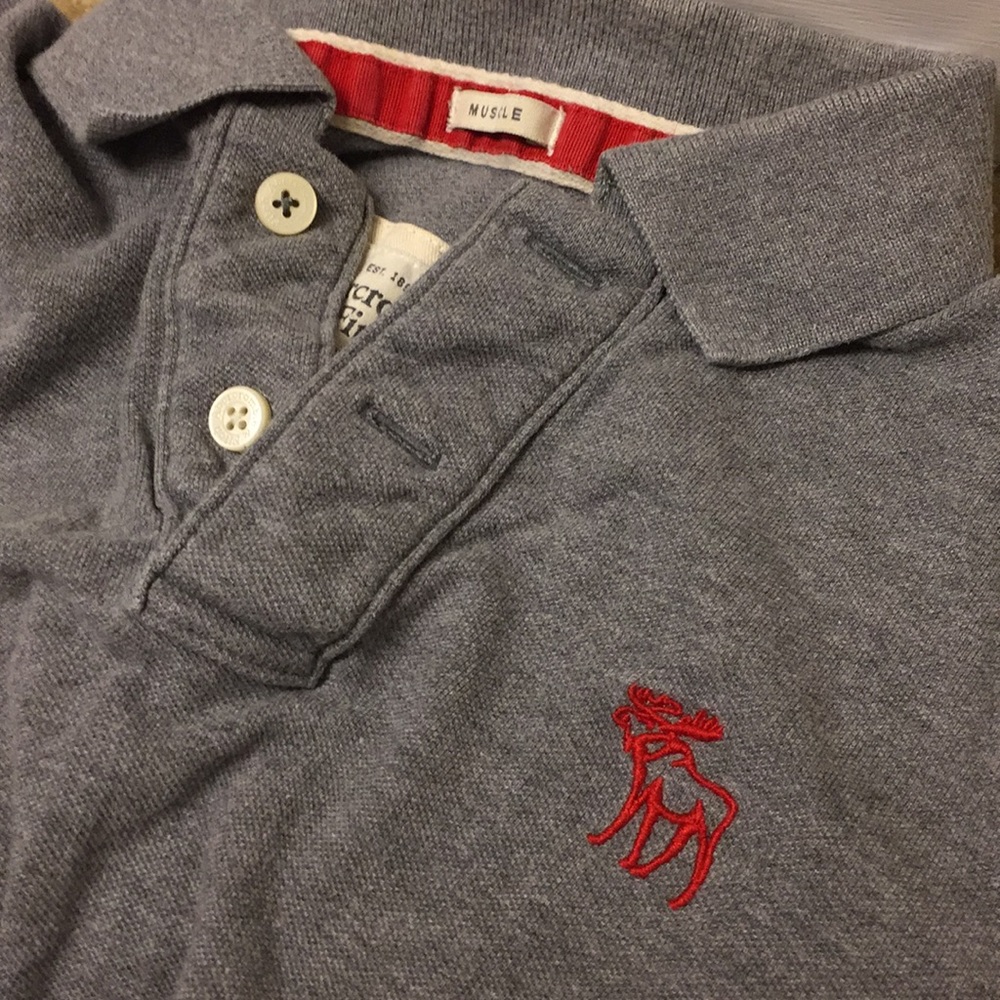 A&F muscle polo shirt in size Large in gray